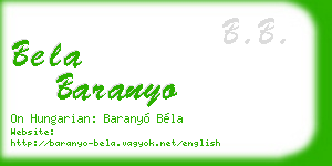 bela baranyo business card